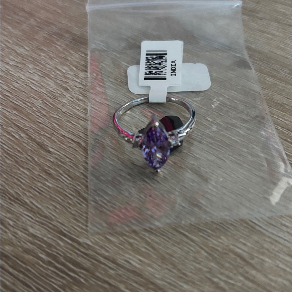 JTV Silver Ring with Amythst Gemstone Sz 10